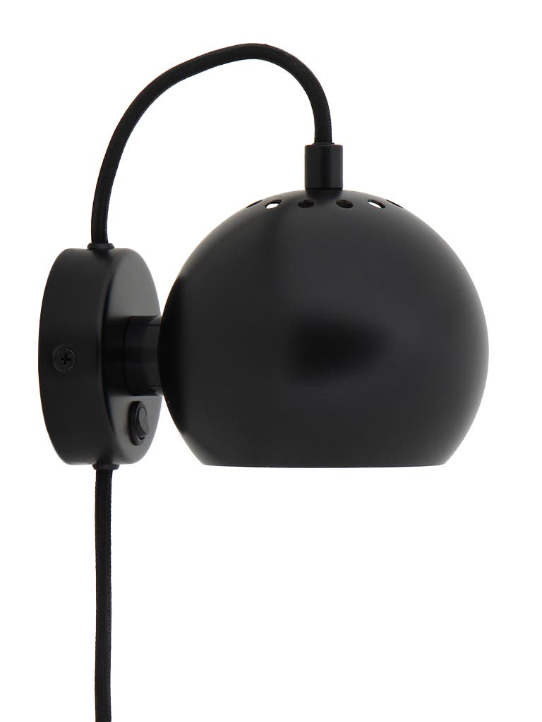 [Ball] Lámpara de pared Ball, metal negro mate. F15xØ12