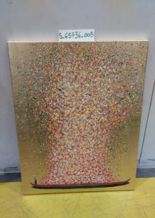 [S_65736_008] Cuadro Flower Boat oro rojo 100x80cm