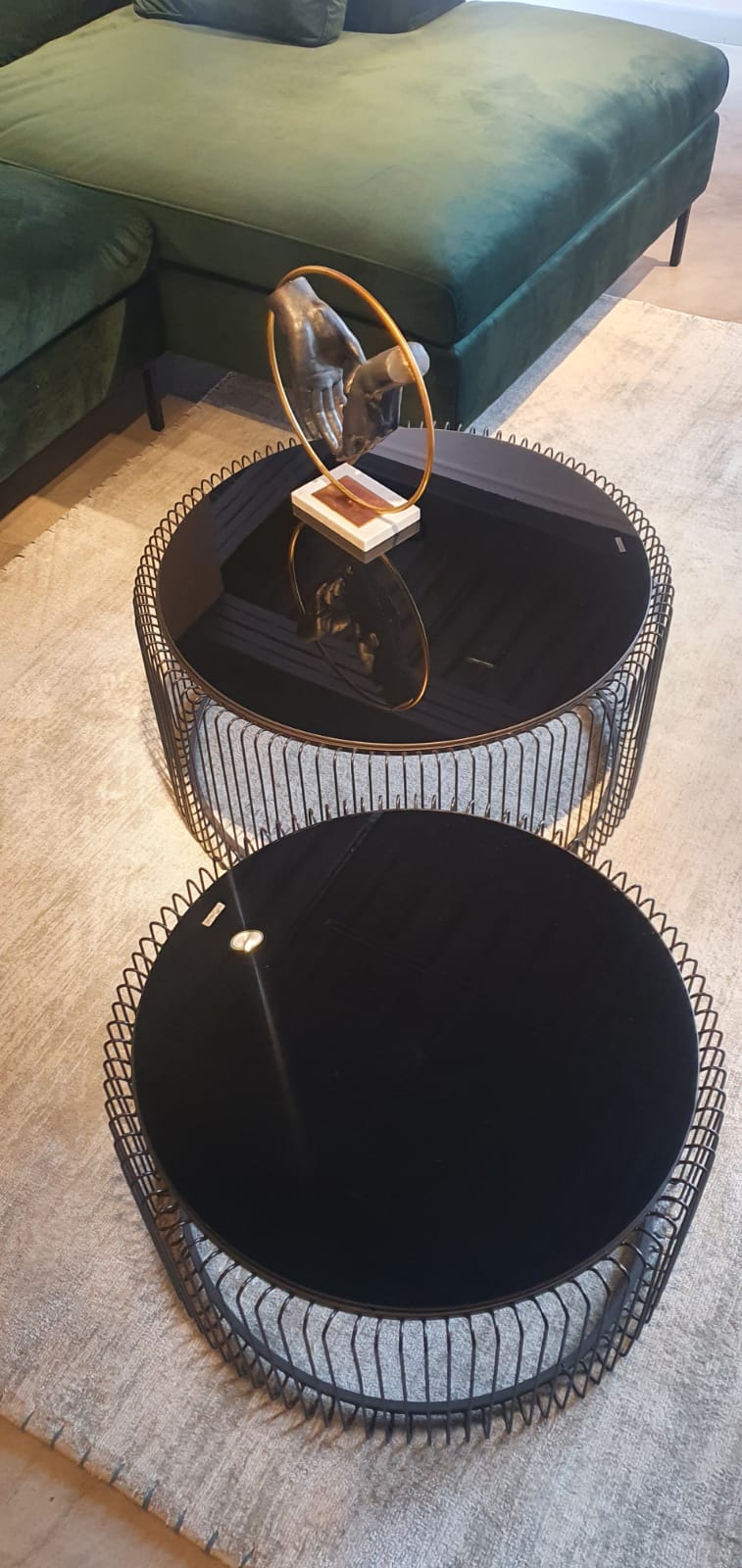 [S_79577_007] Mesa centro Wire negro (2/set)