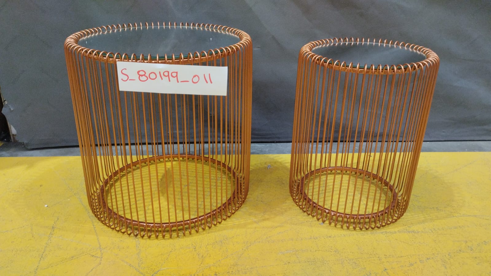 [S_80199_011] Mesa auxiliar Wire cobre (2/set) Ø44cm
